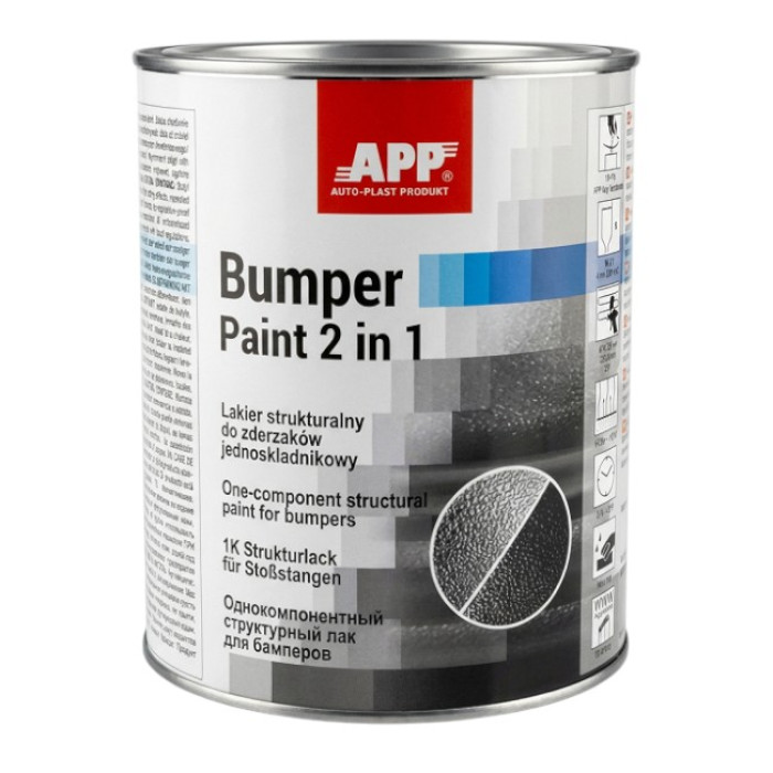 Купити Фарба структурна для бамперів однокомпонентна APP Bumper Paint 2в1, чорна, 1л (арт. 020801) в Україні