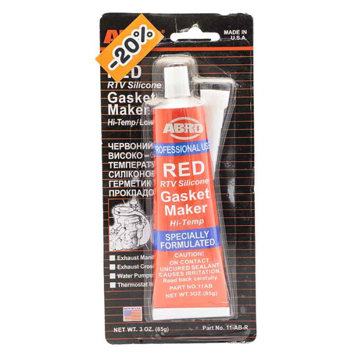 Купити Герметик силіконовий ABRO RTV Silicone RED +343*C, червоний 85гр в Україні