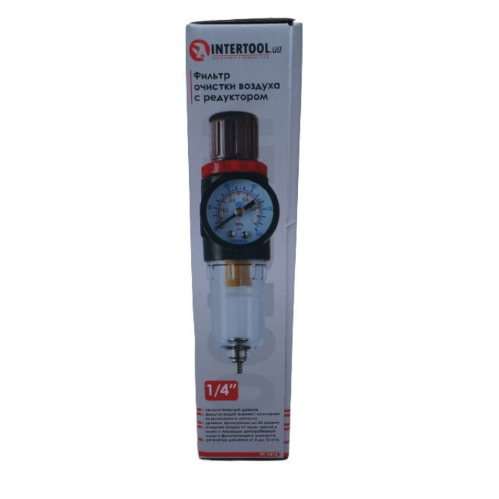 Купити Фільтр очищення повітря з редуктором 1\4 INTERTOOL PT-1412 в Україні