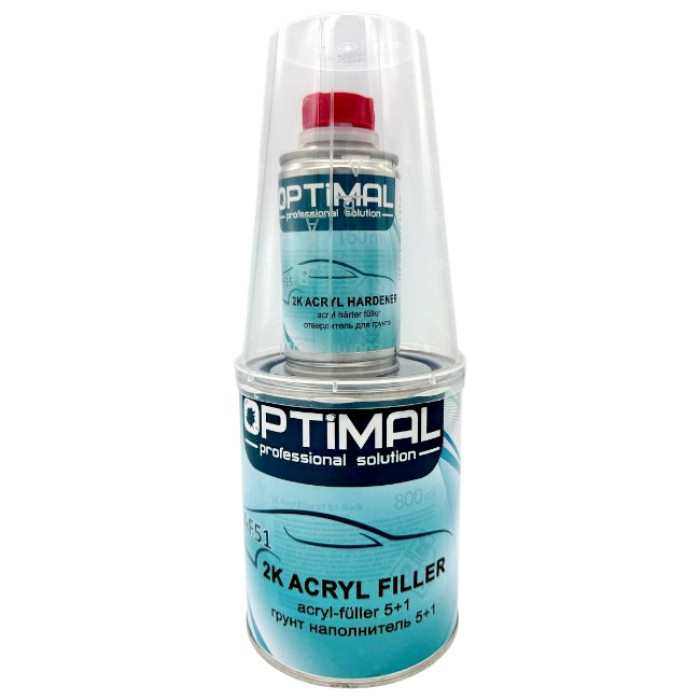 Купити Грунт акриловий OPTIMAL 2K Acryfiller 5+1 HS, білий 800мл + затверджувач 160мл (OPS-AF51W960) в Україні