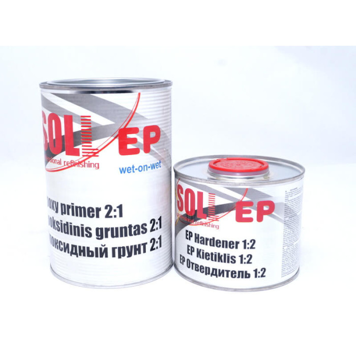 Купити Грунт епоксидний SOLL із затверджувачем 2:1 Epoxy Primer, сірий, 1.5 л в Україні.