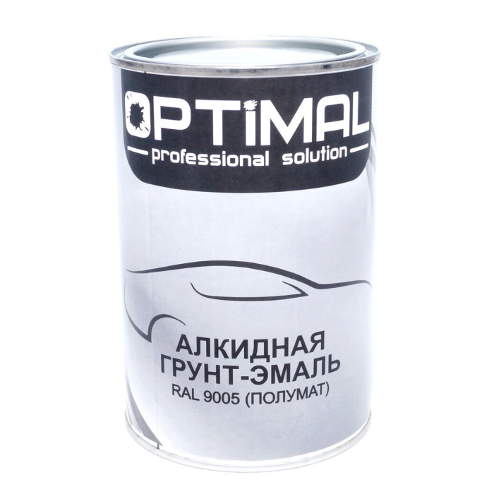 Купити Алкідна ґрунт-емаль OPTIMAL OPS-RAL 9005 1л, чорна напівматова в Україні