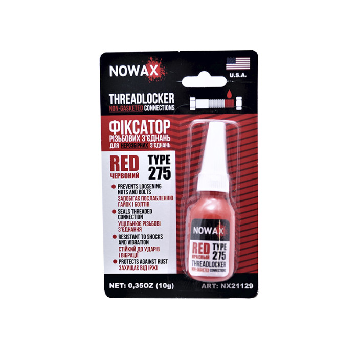 Купити Фіксатор різьблення NOWAX THREADLOCKER RED NX21129, 10 г в Україні