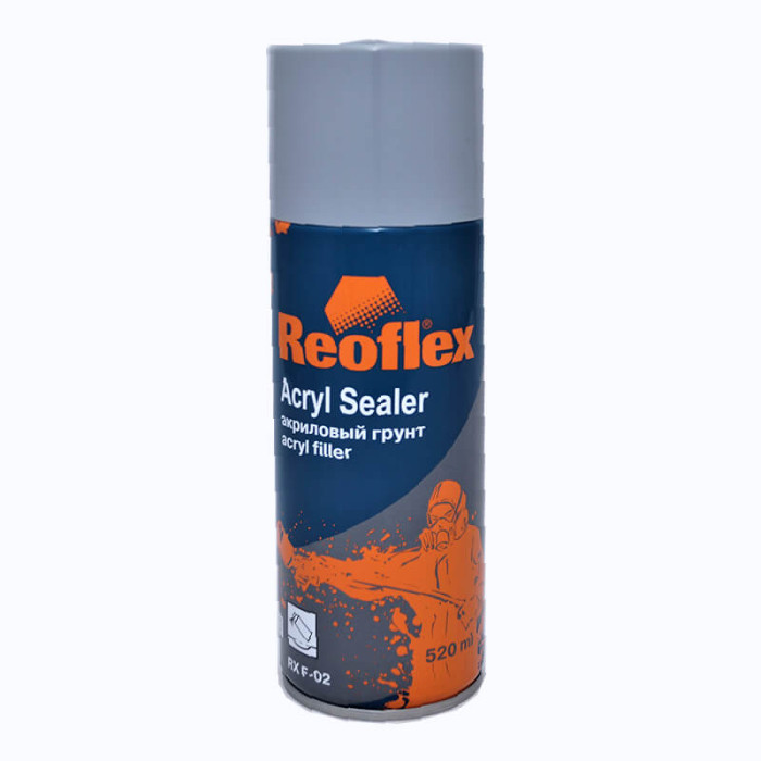 Купити Акриловий ґрунт в аерозолі Reoflex RX F-02, сірий, 400 мл в Україні