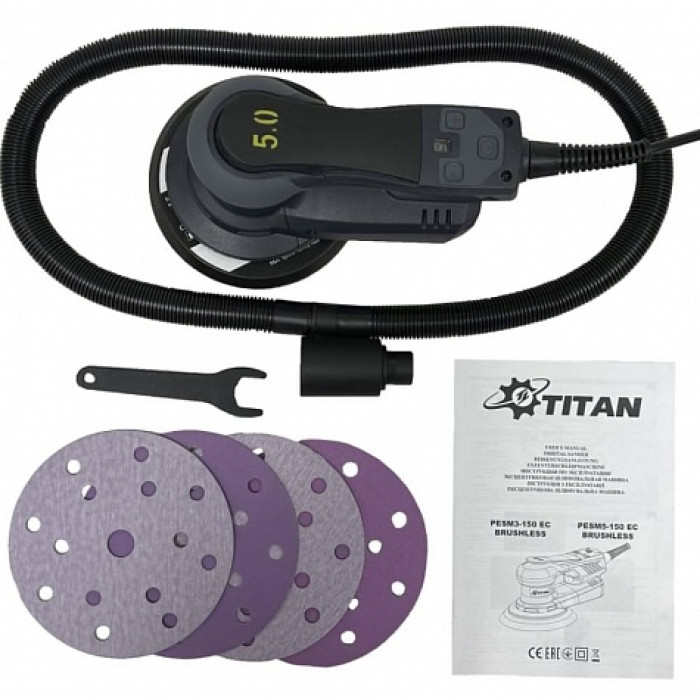 Купити Ексцентрикова шліфувальна машина Titan PESM3-150 EC Brushless з безщітковим мотором в Україні