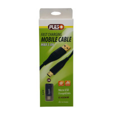 Кабель USB PULSO Micro USB 3A 2м Quick Charge чорний (Voin)