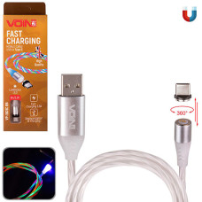 Кабель магнітний VOIN USB - Type C 3A, 1m, різнокольорова (швидказарядка/передача даних)