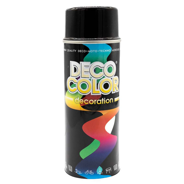 Купити Фарба декоративна для авто в аерозолі чорна Deco Color 400 мл в Україні
