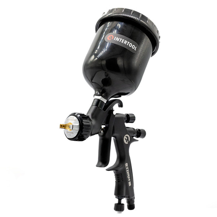 Купити Пневматичний фарборозпилювач HVLP BLACK M-DIAMOND, форсунка 1.3 мм, INTERTOOL PT-0163 в Україні