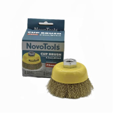 Щітка чашкова з рифленого дроту NovoTools 75 мм М14 (латунь) арт. NTWB7514BC