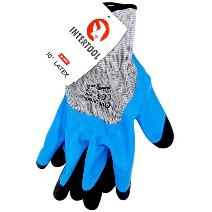Купити Рукавичка трикотажна, синтетична, посилена, 3/4 обливу INTERTOOL SP-0107 в Україні