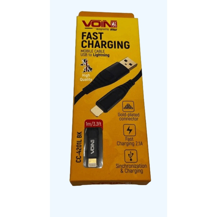 Купити Кабель VOIN USB - Lightning 3А, 1м, чорний (арт. CC-4201L BK) в Україні