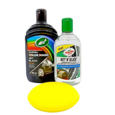 Набір відновлення ЧОРНОГО кольору Turtle Wax (поліроль для кузова + для пластику та гуми +аплікатор)
