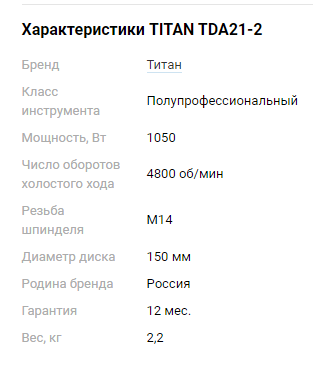 Характеристики Titan TDA21-2